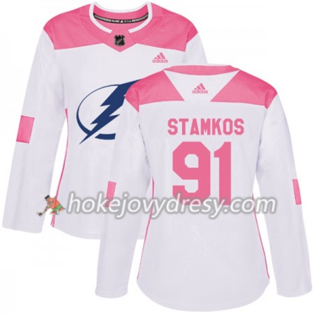 Dámské Hokejový Dres Tampa Bay Lightning Steven Stamkos 91 Bílá 2017-2018 Adidas Růžová Fashion Authentic